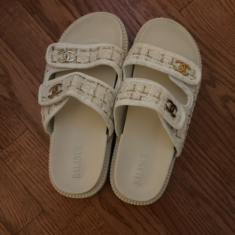 White platform sandals
